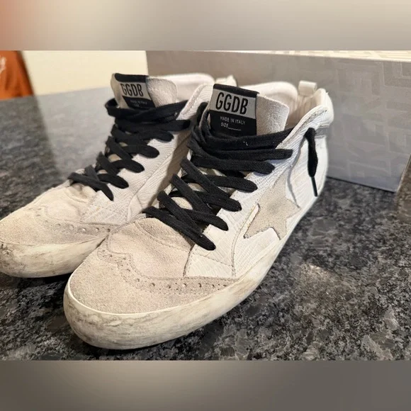 RARE Golden Goose Mid Star Sneakers White Python & Suede Size 39 EUC w Dust Bag🖤 - Picture 16 of 17